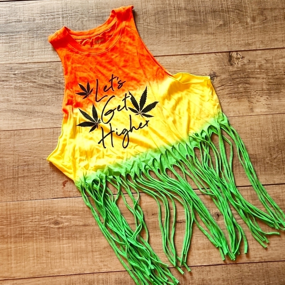 Spencer's Higher Fringe Tie Dye Crop Tank